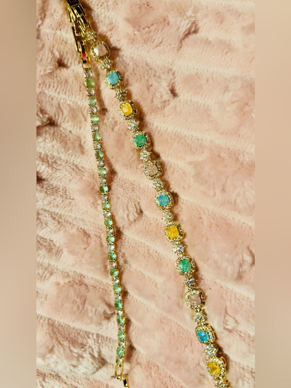 Pastel Bundle 
Gold Multi-Stone Crystal Bracelet — Pastel Blue, Green & Yellow